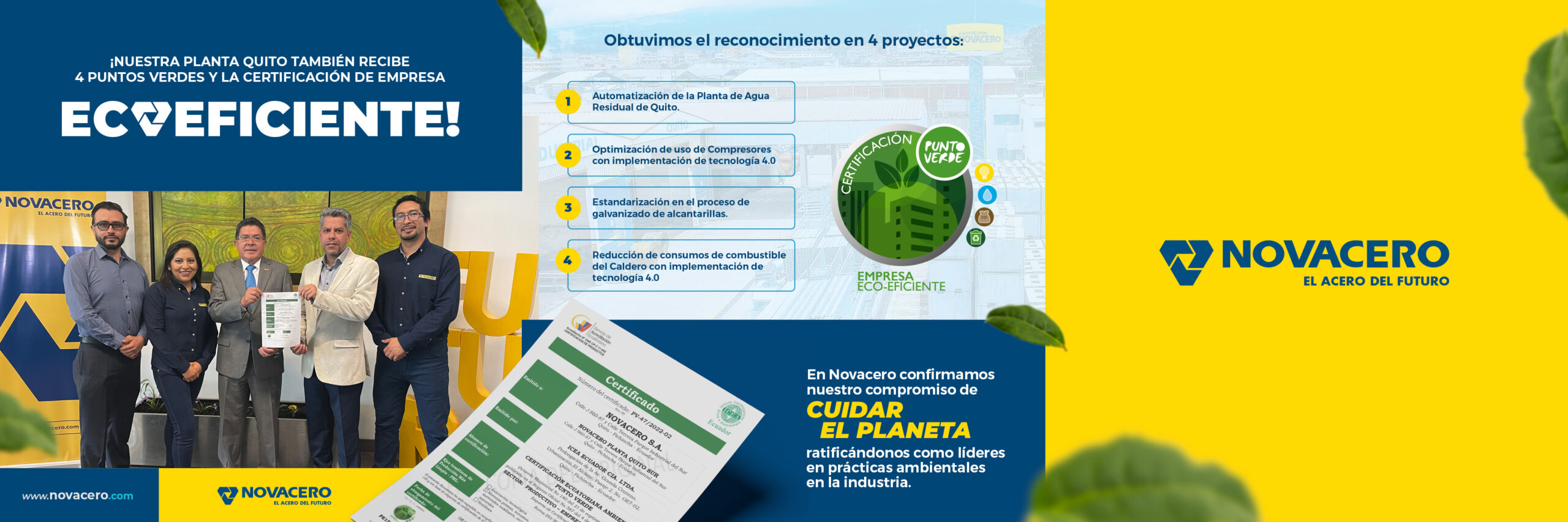 Nuestras 3 plantas obtienen certificacion punto verde